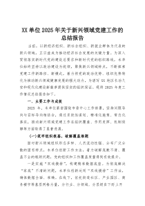 XX单位2025年关于新兴领域党建工作的总结报告(资料)