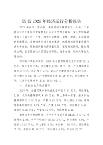 XX县2025年经济运行分析报告(资料)