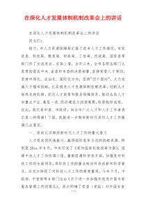 在深化人才发展体制机制改革会上的讲话