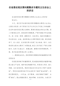 在省委巡视反馈问题整改专题民主生活会上的讲话