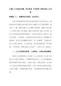 乡镇人大代表发言稿牢记使命不忘职责争做合格人大代表