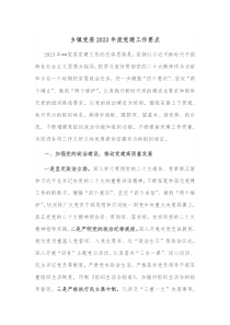 乡镇党委20XX年度党建工作要点