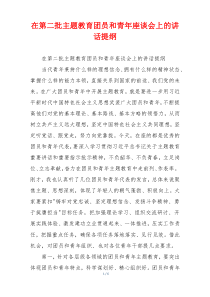 在第二批主题教育团员和青年座谈会上的讲话提纲