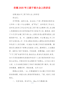 在镇2025年三级干部大会上的讲话