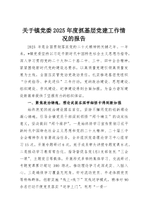 关于镇党委2025年度抓基层党建工作情况的报告(资料)