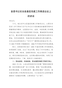 县委书记在全县基层党建工作推进会议上的讲话(资料)