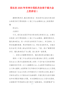 局长在2025年市审计局机关全体干部大会上的讲话1