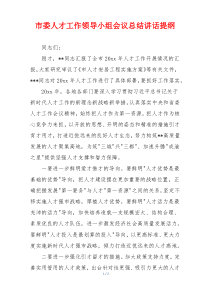 市委人才工作领导小组会议总结讲话提纲