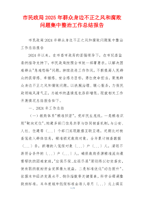 市民政局2025年群众身边不正之风和腐败问题集中整治工作总结报告