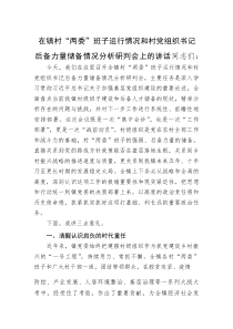 在乡镇村“两委”班子运行情况和村党组织书记后备力量储备情况分析研判会上的讲话(资料)