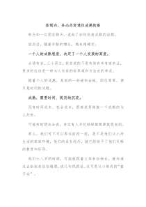 体制内务必走好通往成熟的路