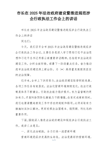 市长在2025年法治政府建设暨推进规范涉企行政执法工作会上的讲话