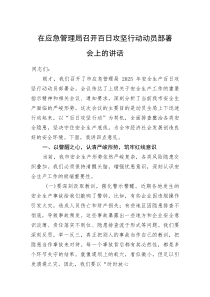在应急管理局召开百日攻坚行动动员部署会上的讲话(资料)