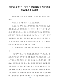 市长在全市“十五五”规划编制工作征求意见座谈会上的讲话