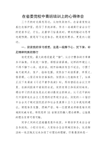 在省委党校中青班培训上的心得体会(资料)