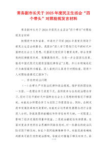 常务副市长关于2025年度民主生活会“四个带头”对照检视发言材料