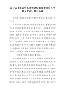 总书记《推进生态文明建设需要处理好几个重大关系》学习心得