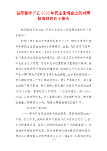 挂职副市长在2025年民主生活会上的对照检查材料四个带头