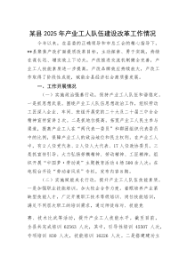 某县2025年产业工人队伍建设改革工作情况(资料)