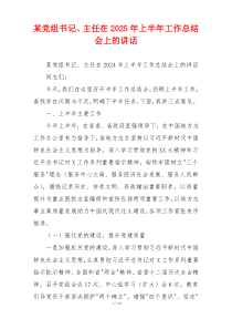某党组书记、主任在2025年上半年工作总结会上的讲话