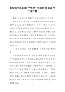 某局党支部2025年党建工作总结和2026年工作打算