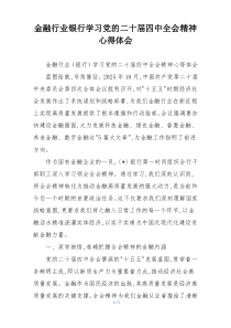 金融行业银行学习党的二十届四中全会精神心得体会