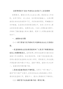 县委常委班子20XX年度民主生活会个人发言提纲