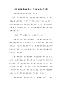 县委组织部贯彻落实二十大会议精神工作汇报