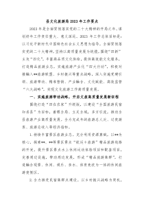县文化旅游局20XX年工作要点
