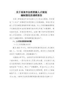 关于某某市自然资源人才规划编制情况的调研报告(材料)