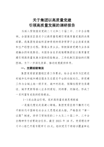 关于集团以高质量党建引领高质量发展的调研报告(材料)