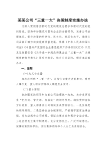 某某公司“三重一大”决策制度实施办法(材料)