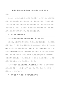 县统计系统20XX年上半年工作开展及下步谋划情况