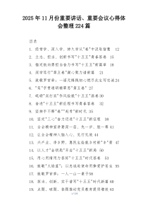 2025年11月份重要讲话、重要会议心得体会整理224篇