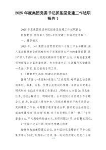 2025年度集团党委书记抓基层党建工作述职报告1