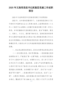 2025年文旅局党组书记抓基层党建工作述职报告