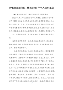 乡镇党委副书记、镇长2025年个人述职报告