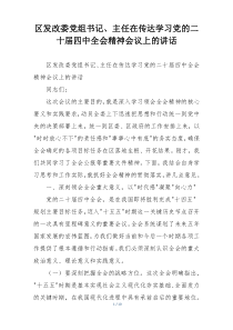 区发改委党组书记、主任在传达学习党的二十届四中全会精神会议上的讲话