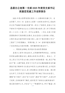 县委办公室第一支部2025年度党支部书记抓基层党建工作述职报告