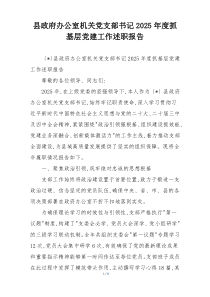 县政府办公室机关党支部书记2025年度抓基层党建工作述职报告