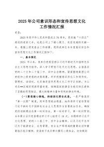 2025年公司意识形态和宣传思想文化工作情况汇报(整理)