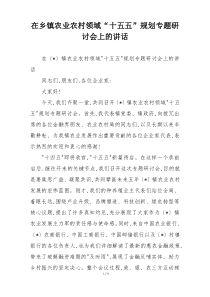 在乡镇农业农村领域“十五五”规划专题研讨会上的讲话