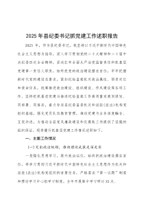 2025年县纪委书记抓党建工作述职报告(整理)
