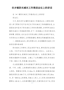 在乡镇防灾减灾工作推进会议上的讲话