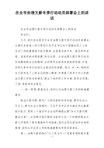 在全市治理欠薪冬季行动动员部署会上的讲话