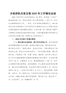 乡政府机关党支部2025年工作情况总结(整理)