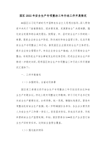 园区20XX年安全生产专项整治三年行动工作开展情况