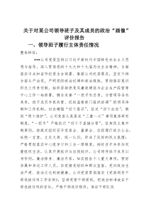 关于对某公司领导班子及其成员的政治“画像”评价报告(整理)