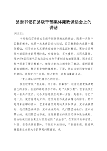县委书记在县级干部集体廉政谈话会上的讲话(整理)