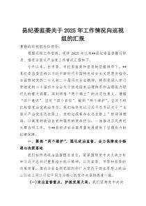 县纪委监委关于2025年工作情况向巡视组的汇报(整理)